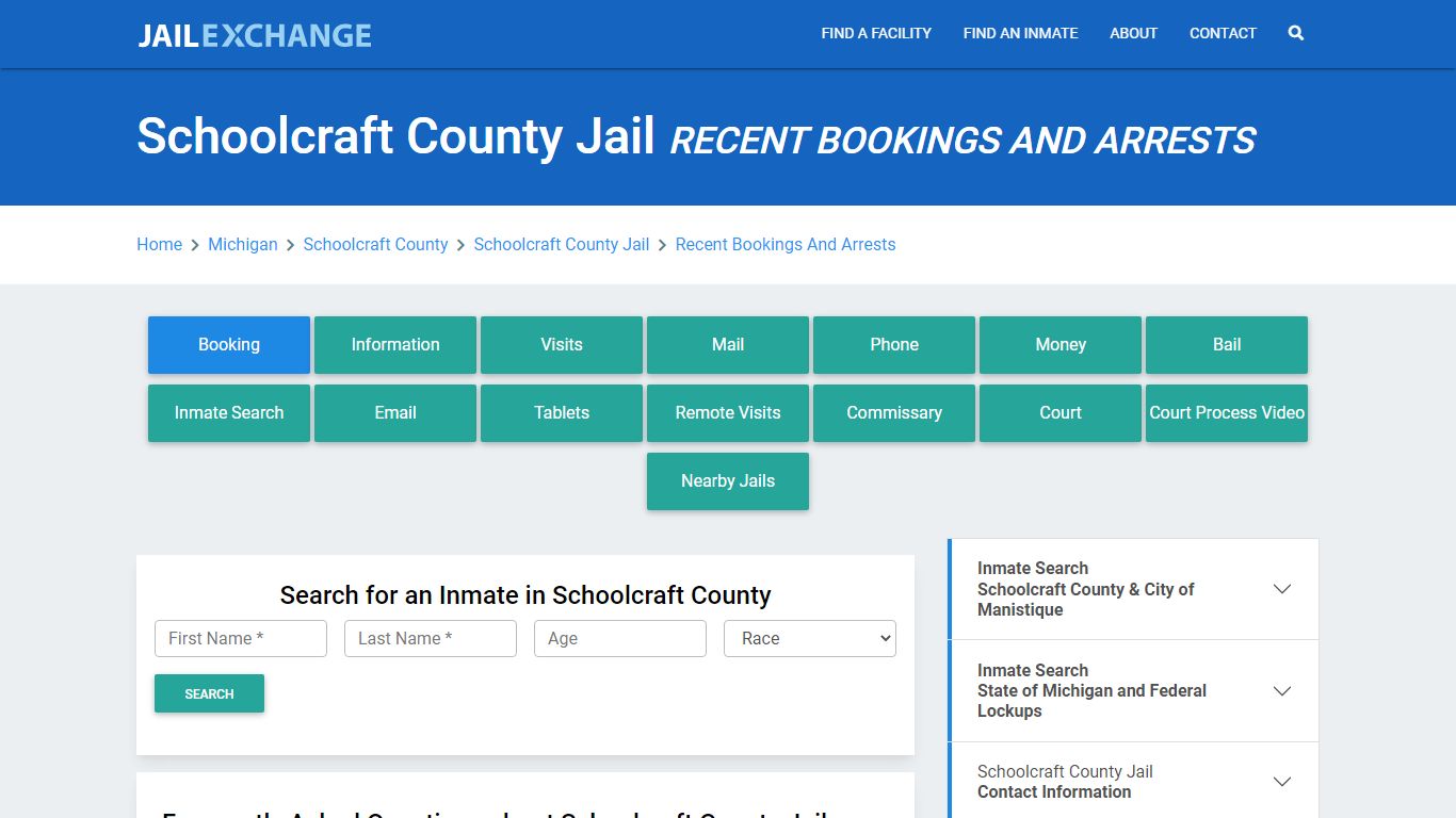 Schoolcraft County Jail Recent Bookings And Arrests