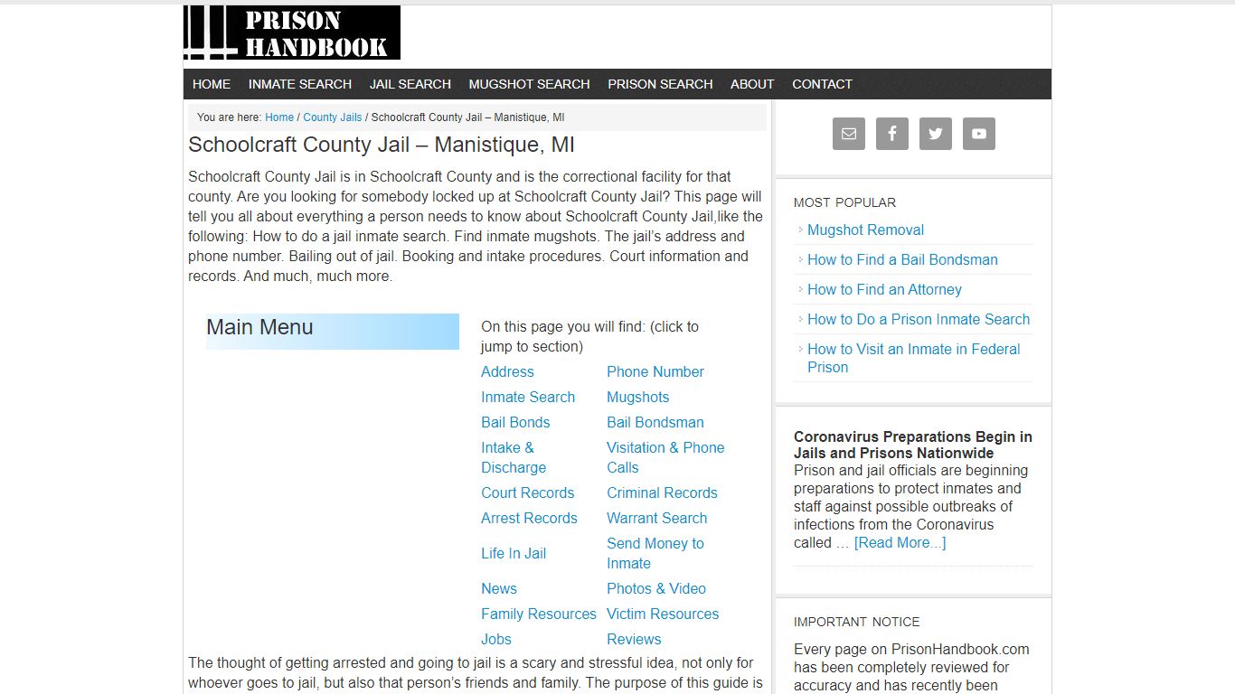 Schoolcraft County Jail – Manistique, MI - prisonhandbook.com