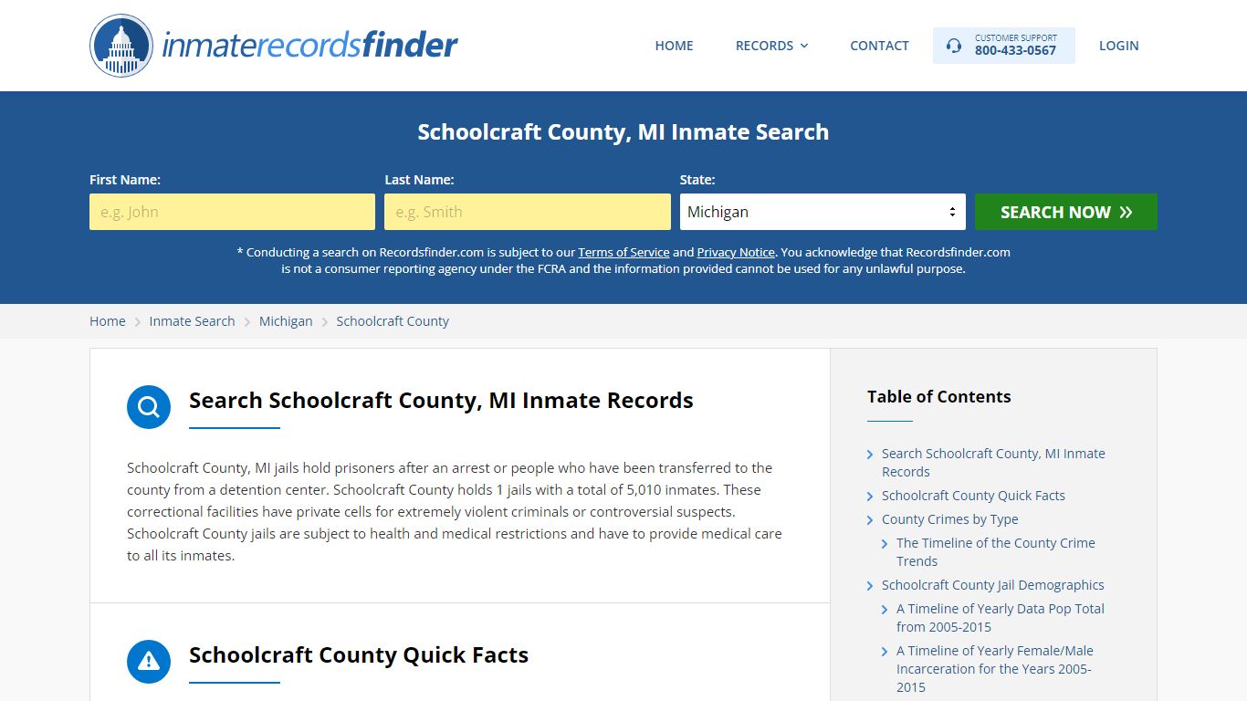 Schoolcraft County, MI Inmate Lookup & Jail Records Online